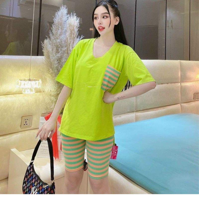Đồ Bộ Nữ Mặc Nhà Bigsize ESHOP Đồ mặc nhà quần lửng ngố Áo thun cotton Quần Legging thun gân tăm Đồ bộ mặc nhà bigsize giá rẻ đẹp dễ thượng đi chơi ngủ thoải mái