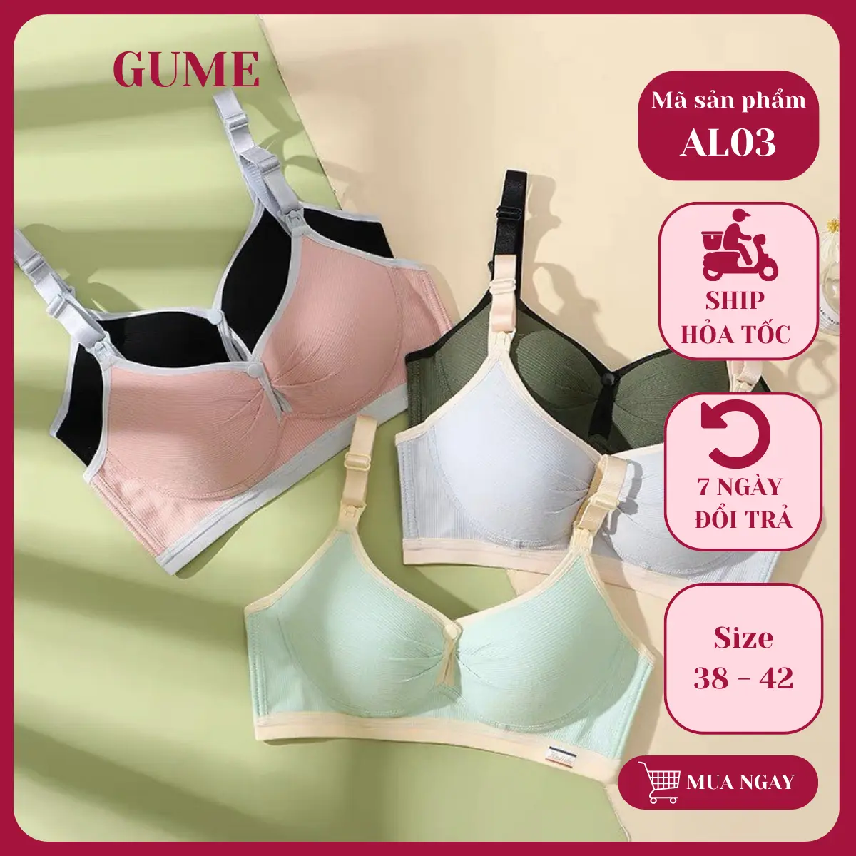 Áo lót bầu và sau sinh COTTON TĂM mở cúc và mở nắp vai, viền nổi loại đẹp AL03