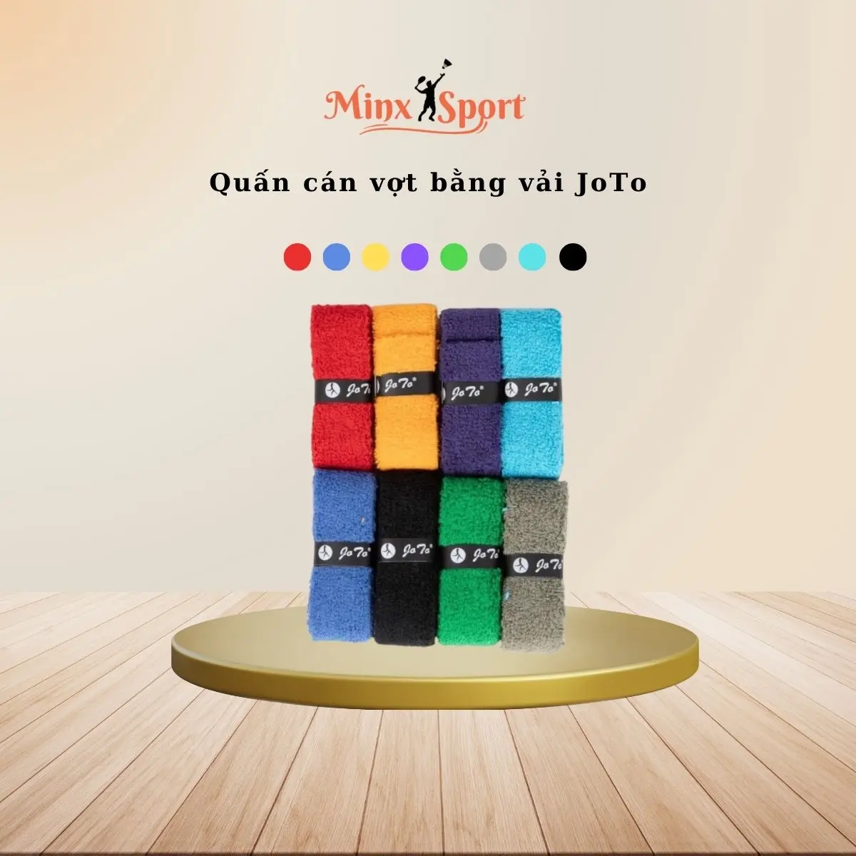 Quấn cán vợt cầu lông JoTo - Quấn tay cầm bằng vải giúp thấm hút mồ hôi cực tốt, êm ái, chắc tay - Minx Sport