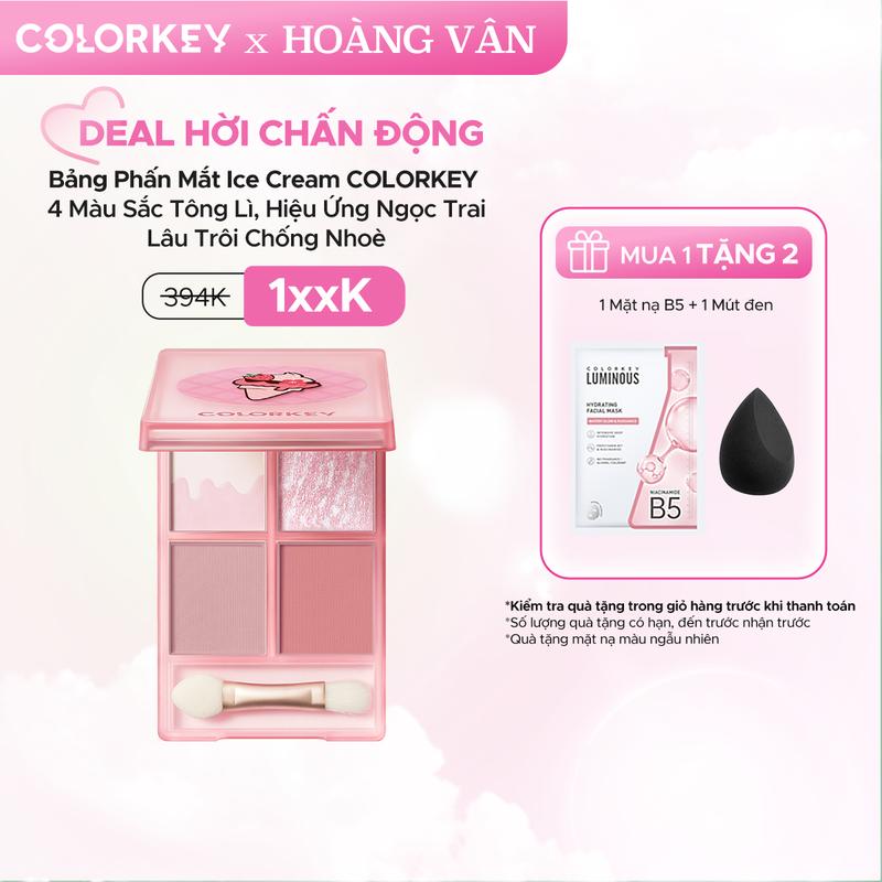 [] Bảng Phấn Mắt 4 Màu COLORKEY Phiên Bản Ice Cream Ngọt Ngào, Phấn Mịn 4g