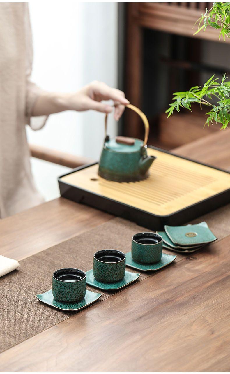 Product Introduction of [2789 People Collected] High-end Green Glaze Kung Fu Tea Coaster Small Tea Tray Ceramic Kung Fu Tea Set Accessories Tea Ceremony Heat Insulation Coaster Tea Set Accessories 13