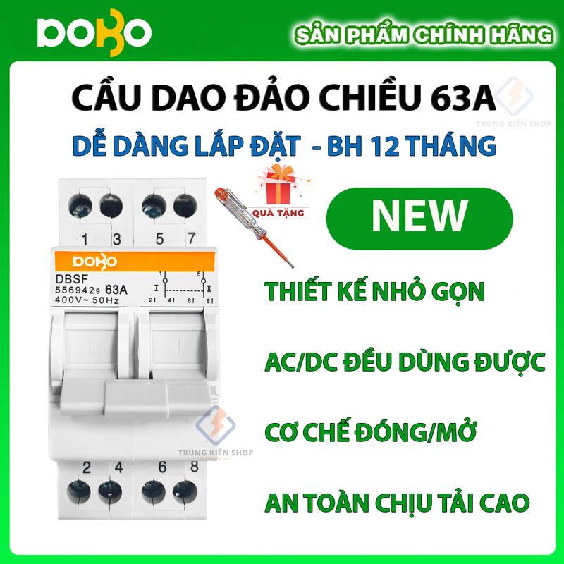 Cầu Dao Đảo Chiều DoBo Korea 2P 63A - Aptomat đảo chiều DoBo - Thiết kế mới - Hàng Tốt - BH 12 tháng