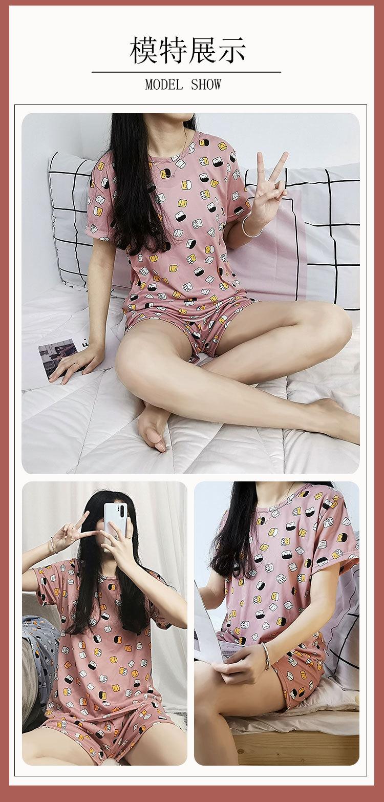 Product Introduction of Bộ Đồ Ngủ ngắn Tay Hàng Mới Về, Dành Cho Nữ, Mỏng Và Thoáng Khí, Thích Hợp Cho Mùa Hè, Áo Chui Đầu Cổ Tròn, Phong Cách Ngọt Ngào Và Dễ Thương, Thích Hợp Cho Các Cô Gái, Bộ Đồ Mặc Nhà 24