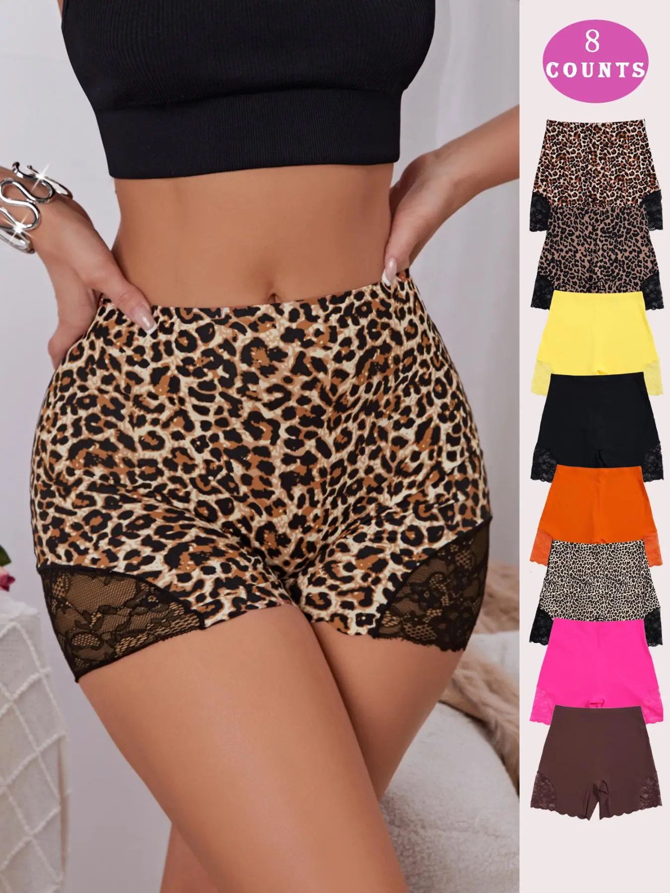 Women's Contrast Lace Boyshorts, Soft Comfy Breathable Panty for Daily Wear, Underwear for All Seasons