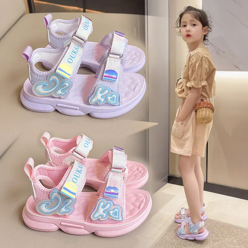 Dép quai hậu bé gái Xăng đan Học Sinh đi học đi chơi Mẫu Mới Dép Sandal bé gái thời trang dạng quai dán dễ thương phong cách Hàn Quốc TH144