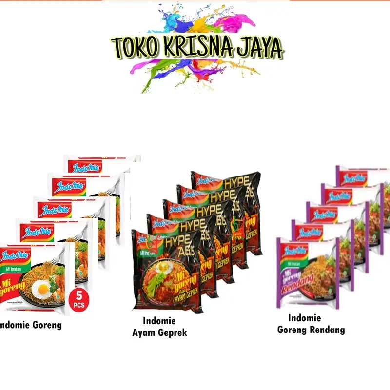 INDOMIE GORENG | RENDANG | AYAM GEPREK HYPE ABIS MIE InstanT 1 PACK ISI 5 PCS X 85GR Bawang Instan Food Lada 0