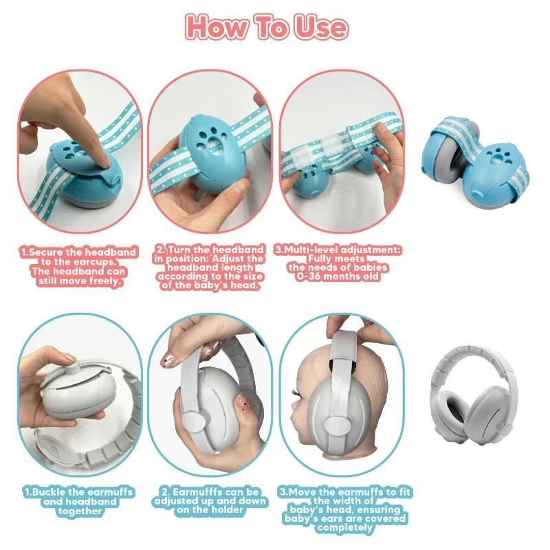 Product Introduction of Baby Earmuff Adjustable Noise Reduction Headphones 2-in-1 Convertible Ear Protection Outdoor Sleep Airplane Anti-noise Earmuffs 6