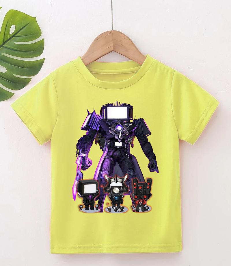 Product Introduction of Áo thun trẻ em Áo POLYCOTTON mát mịn In Hình SKIBIDI TOILET cho bé trai và bé gái Vải Cotton Baby Tee Women Top Voi Cổ Tròn Heart áo  baby áo  baby Flower 9