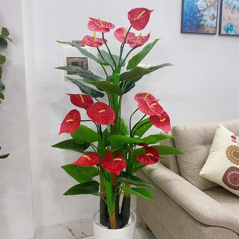 Cây hồng môn 1m45 giả, cây giả trang trí Decor Decor Phòng Trang Trí Nhà