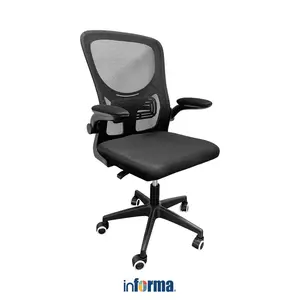 Informa Zidan Kursi Kantor Sandaran Rendah - Hitam Kursi Kerja Putar Jaring Perabot Kantor Tempat Duduk