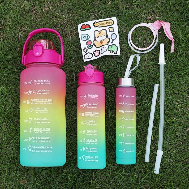 Product Introduction of 900-2000ml 3pcs Set with Time Graduated Space Cup Gradient Water Cup High Capacity Plastic Cups Portable Outdoor Travel Gym Bottles 23