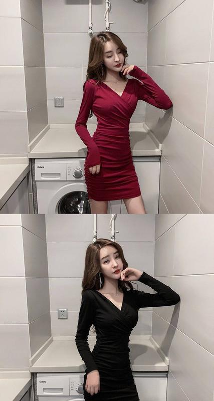 Product Introduction of Natlux - váy dài tay nữ, hoa, cổ chữ V, rắn màu, thời trang Hàn Quốc, cỡS-2XL , 00734 15