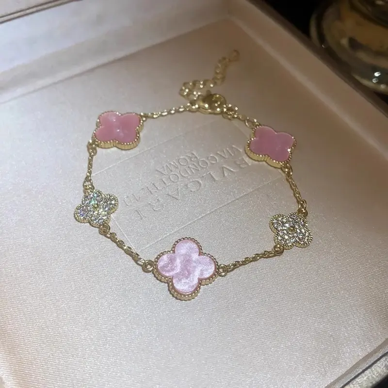 Vòng Tay Cỏ Ba Lá, Phong Cách Hàn Quốc, Có Thể Điều Chỉnh, Với Zircon, Thời Trang Và Thanh Lịch, Thích Hợp Cho Phụ Nữ Và Trẻ Em Gái, Tuyệt Vời Làm Quà Tặng Và Phụ Kiện Trang Sức 1