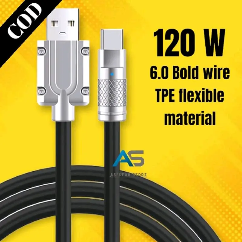 Kabel Data USB Micro Usb / Type C 120W Super Charger Fast Charging Gaming Kabel Data Hitam Panjang