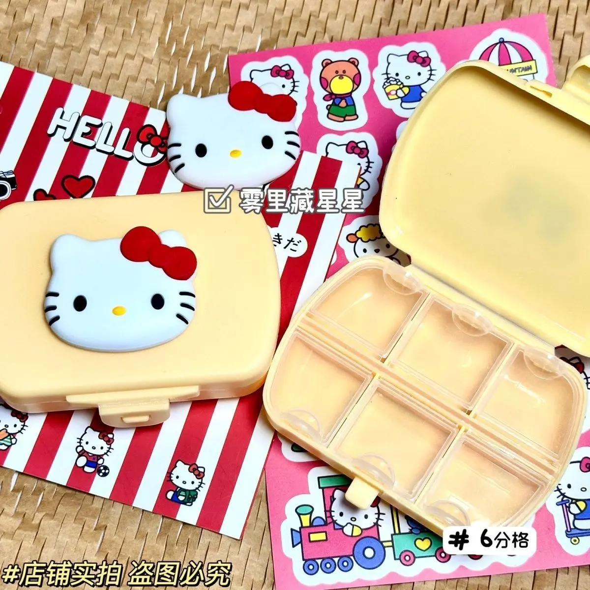 Hộp Đựng Thuốc Nhỏ Hello Kitty Hoạt Hình Dễ Thương, Hộp Đựng Để Bàn 6 Ngăn, Thích Hợp Để Hoàn Thiện Và Mang Theo, Hộp Thuốc Nhỏ Tài Khoản Tay, Phát Hành Năm 2025 [Mới]