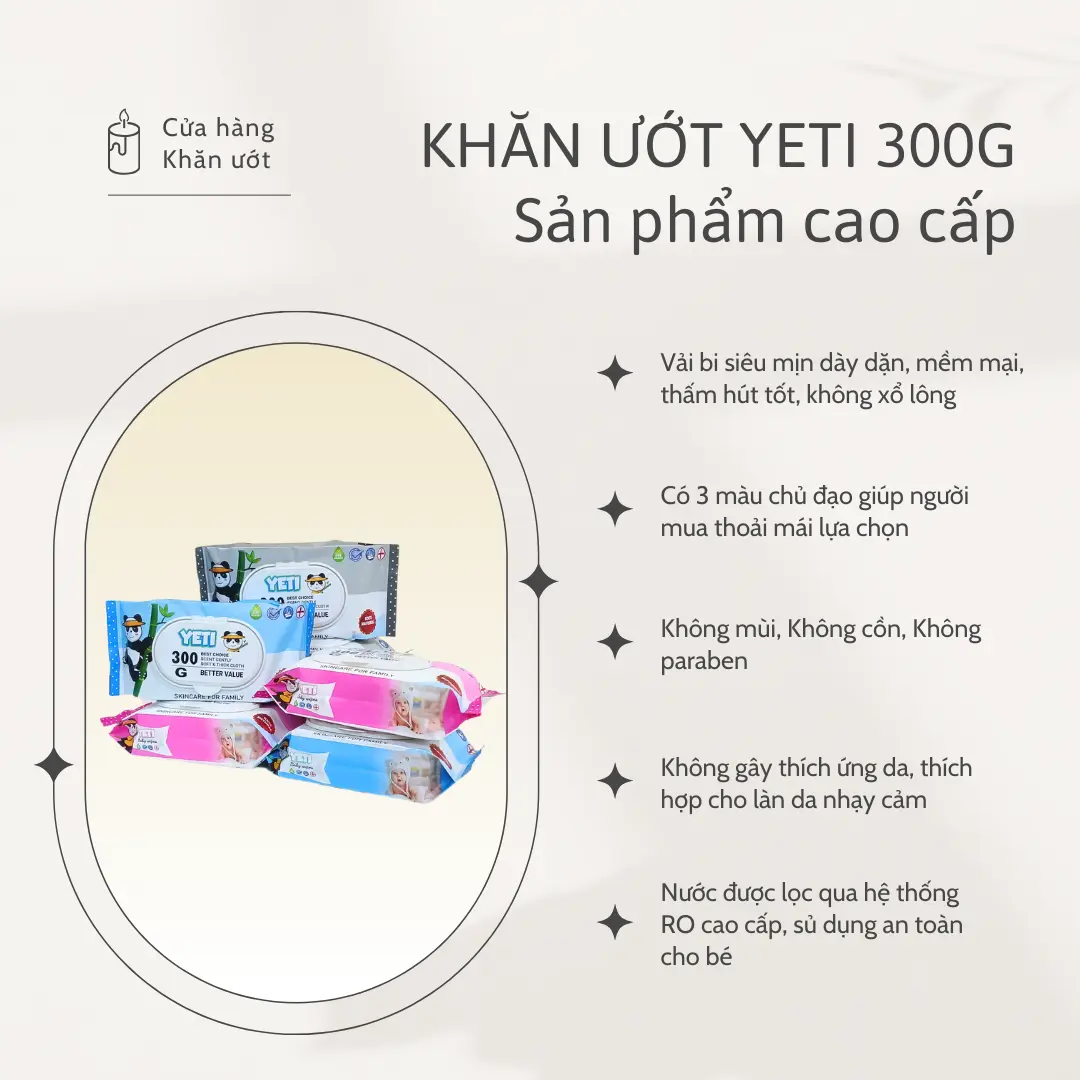 Combo 10 gói 300g YETI không mùi,Khăn Ướt KHÔNG CỒN, CÓ THỂ DÙNG CHO BÉ, khăn giấy ướt Vải siêu mềm, Giá siêu tiết kiệm Voi