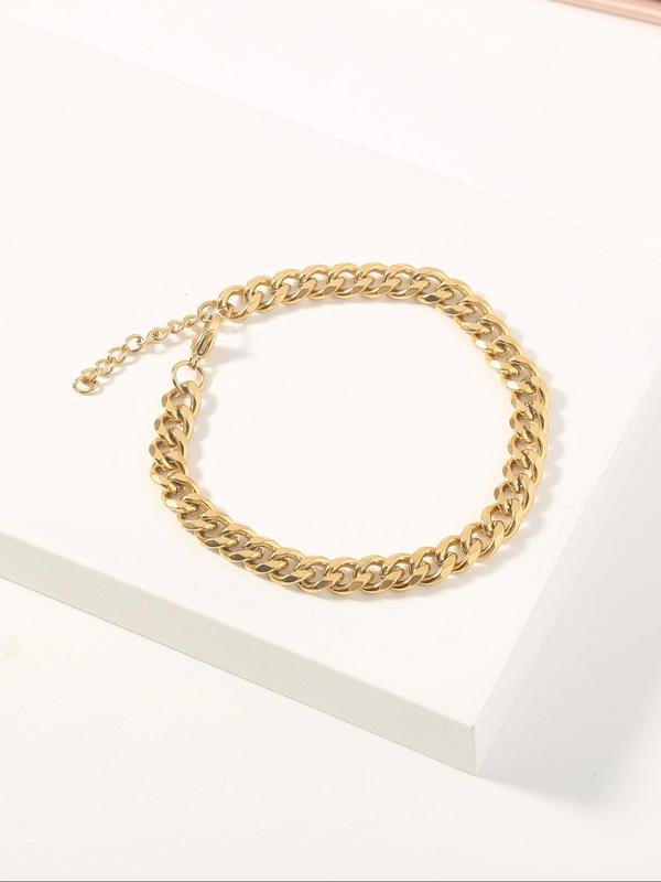 Men's Simple Plain Stainless Steel Curb Chain Lobster Closure Bracelet, Fashion Jewelry for Party, Daily Clothing Decor, Trendy All-match & Exquisite Jewelry for Birthday Gift 5