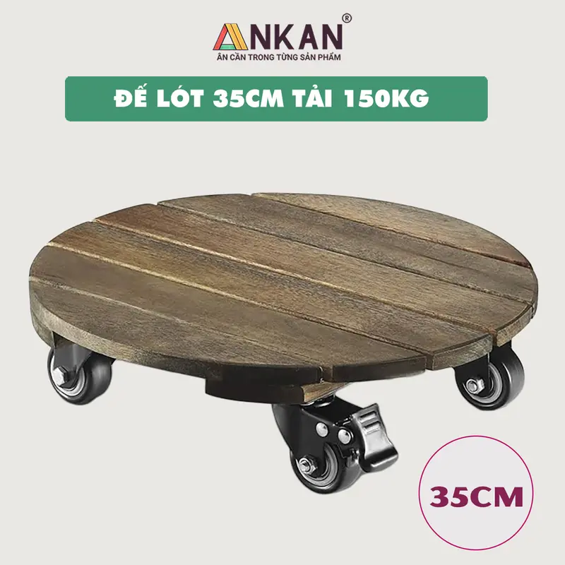 Đế Lót Chậu Cây Cao Cấp ANKAN, Tròn Màu Đen, Đường Kính 35cm, Chịu tải 150Kg 0