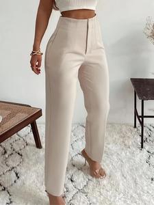 Women's Solid High Waist Straight Leg Pants, Casual Comfy Trousers for Spring & Fall, Fashion Women's Bottoms for Daily Wear