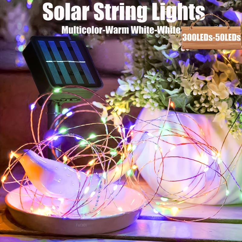 Product Introduction of Solar Fairy Light 300LED Outdoor Oversized Beads And Ultra Bright Solar String Lights Upgraded to 50LED Garden Courtyard Decoration with 8 Modes of Solar Lights 1Pack 0
