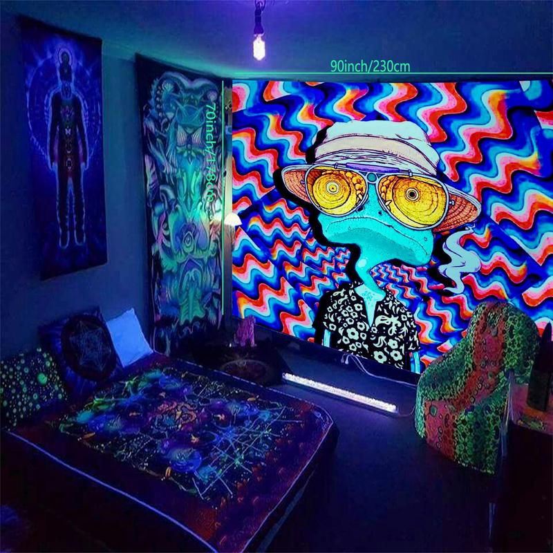 Fluorescent Tapestry, 1 Count Scenery Tapestry, Wall Hanging Tapestry for Living Room Bedroom Dorm Room Decor, Party Supplies, Home Accessories, Home Goods, Valentine's Day Gift 8