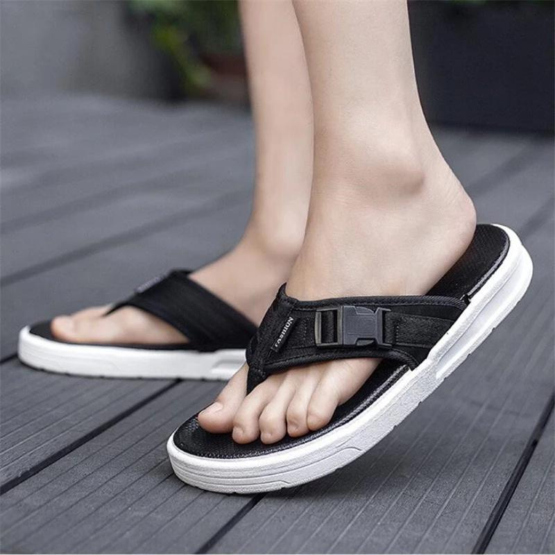 Sendal Casual Pria Sandal Korean Style Terbaru Cowok Keren Remaja Dewasa Kekinian Premium Kasual Hitam 3