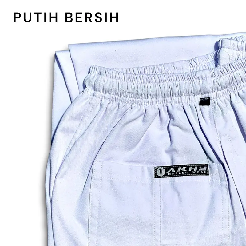 (BISA COD) Sirwal Jogger Akhy Moslem Wear Celana Jogger Dewasa Remaja M L XL Warna PUTIH BERSIH 1