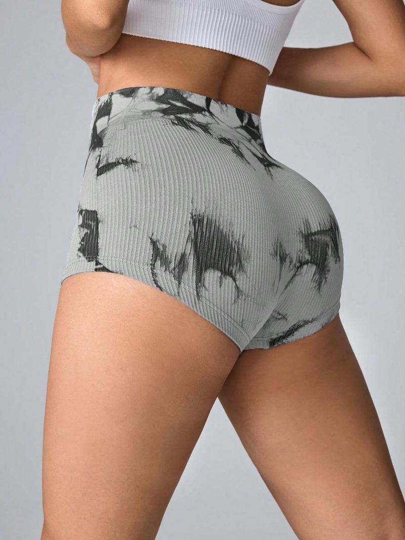 Product Introduction of Women's Plain Print High Waist Gym Shorts, Casual Comfy Breathable Skinny Shorts for Yoga Gym Workout Running, Ladies Sportswear for All Seasons 4