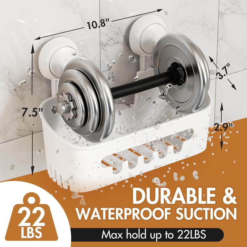 Shower Caddy Suction Cup Shower Shelf Suction Shower Basket Removable Powerful Shower Organizer Max Hold 22lbs Suction Bathroom Caddy Waterproof Shower Storage 0