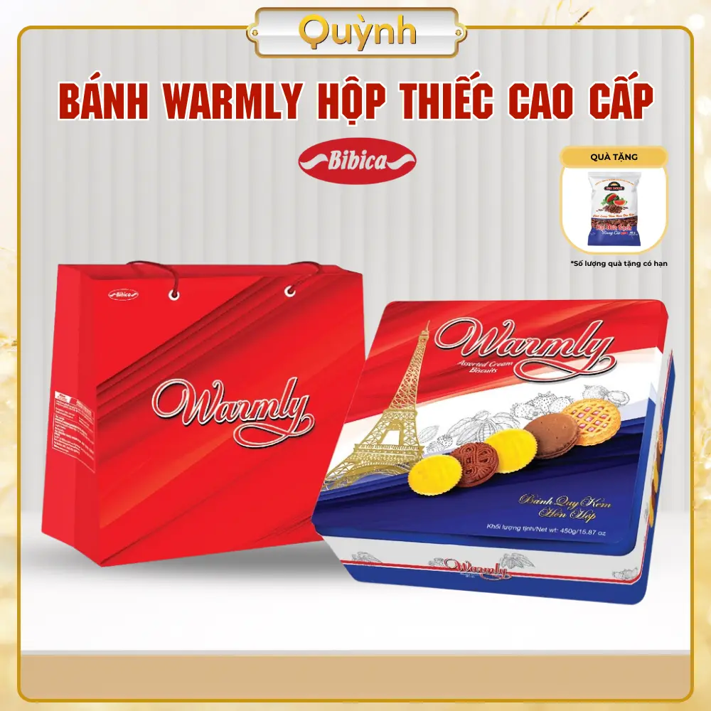 Bánh Warmly hỗn hợp Bibica hộp thiếc 450g- HKD Ngọc Quỳnh