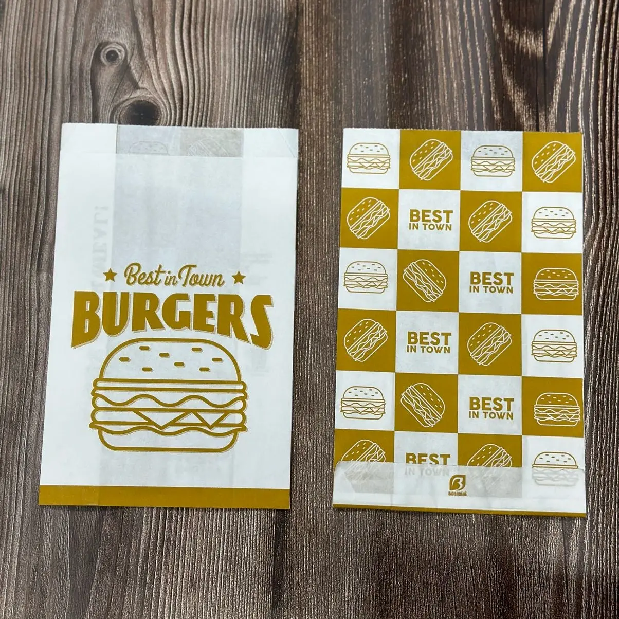 Túi đựng bánh mì Hamburger màu vàng đồng (100 túi)