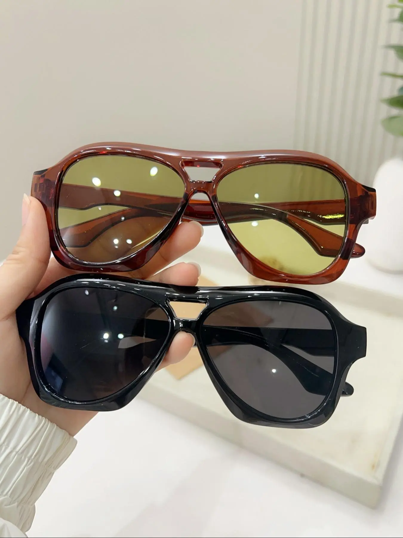 Unisex Simple Style Tinted Lens Sunglasses, Trendy Casual Sunglasses for Everyday Use, Fashion Accessories for Outdoor Activities