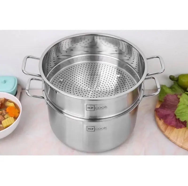 BỘ NỒI XỬNG HẤP HT.COOK 28CM INOX CAO CẤP 3