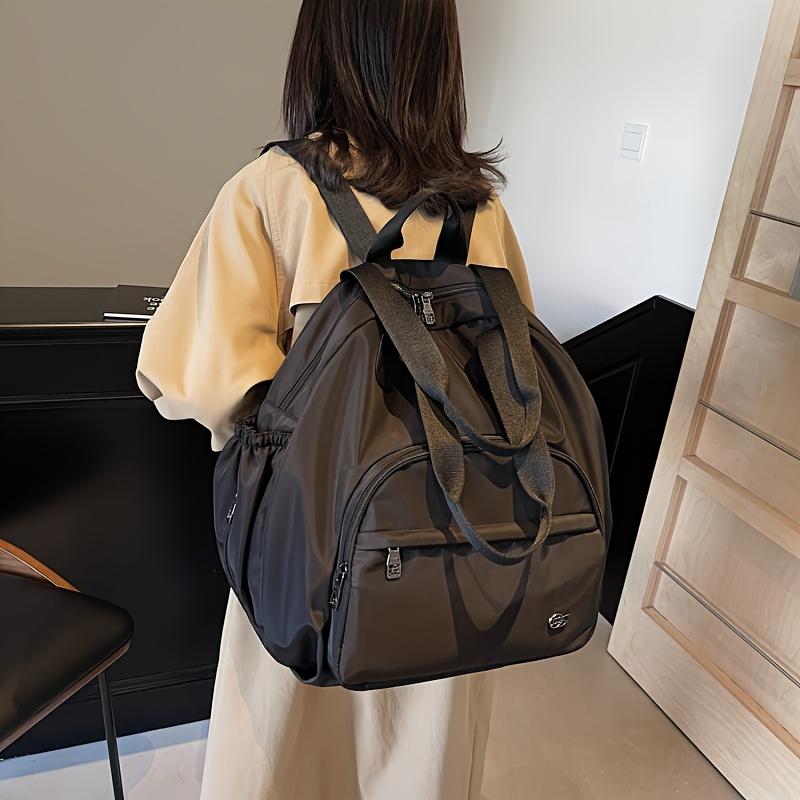Product Introduction of Large Capacity Commuting Travel Shoulder Bag Fashionable Versatile Backpack Parent Bag Women's Casual Bag Oxford Cloth Handbag Adjustable Strap Zipper Closure 2