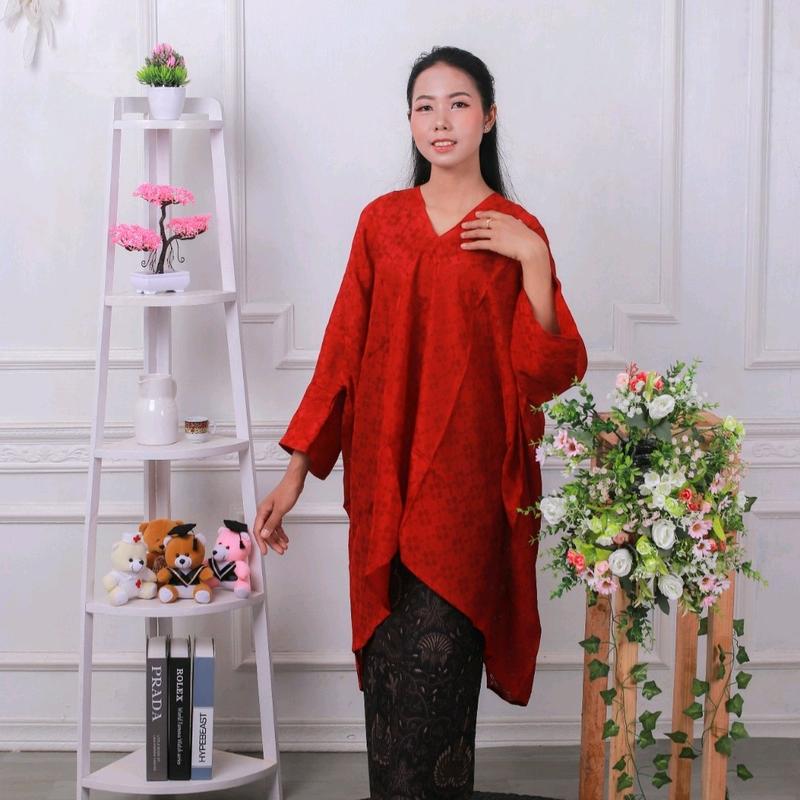 blouse kaftan tunik viscose (hanya atasan)/kaftan viscose mewah / setelan batik mewah / kaftan burkat / Atasan Muslim Motif 8
