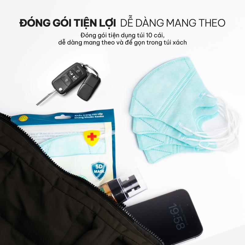 Product Introduction of [COMBO 100 TRẮNG] Khẩu Trang 5D Y Tế 3 Lớp Lọc Kháng Khuẩn KENKO, Khẩu Trang 5D Kháng Khuẩn Chống Nắng Bụi Mịn Tia UV400 21