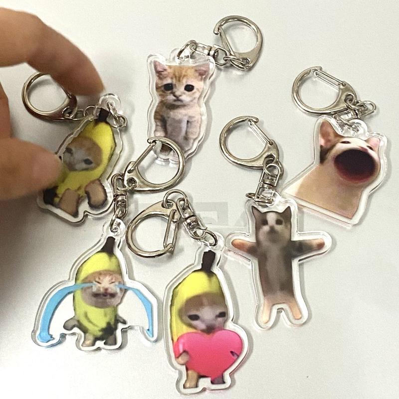Product Introduction of Cute Cartoon Banana Cat Acrylic Keychain - Crying Banana Cat Bag Charm, Emotional Gift for Friends 5