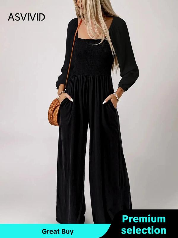 Casual Solid Split Joint Square Collar Loose Jumpsuits(7 colors) Casual Solid Split Joint Square Collar Loose Jumpsuits(7 colors)