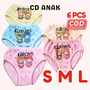 6 pcs celana dalam anak perempuan motif strawberry LOL Kuromi Labubu KATUN usia 1-6 THN Cd harian anak cewek TERLARIS
