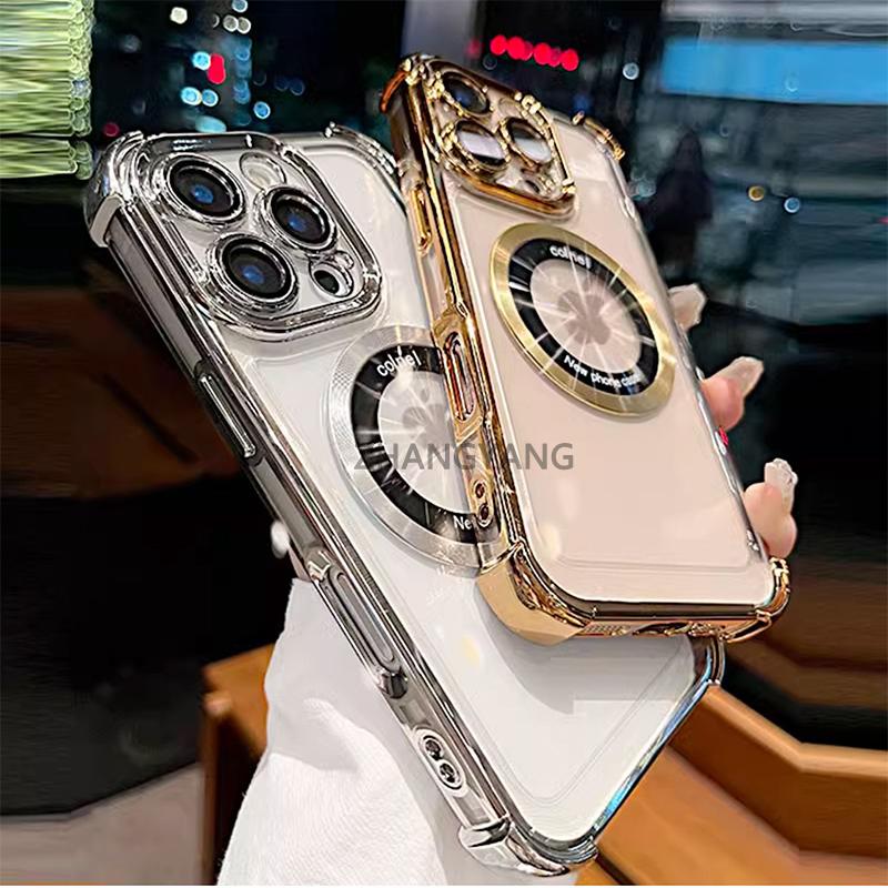 Casing Transparan Airbag Anti Guncangan Untuk OPPO A57 4G 2022 A77 A77s 4G Case  OPPO A77 5G 2022 TPU Soft Silikon Empat Sudut Shockproof Phone Cover Magnetic Penutup Telepon