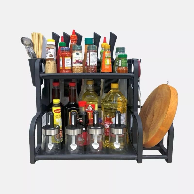 Kệ Đựng Gia Vị Nhà Bếp Chữ B - Có Ống Đũa Co khe Gai Giao Co Khe Để Thớt Nhà bếp Lắp Ráp Kitchen