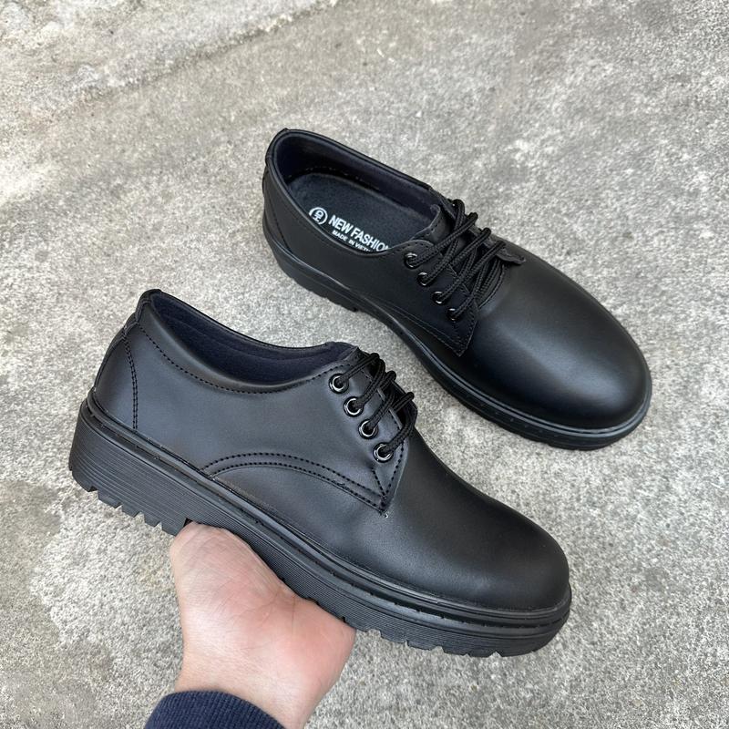 Giày derby nam màu đen mũi trơn và mũi viền đế Chunky tăng 5cm chiều cao - có khâu đế cao su chống trượt size 36-46 .