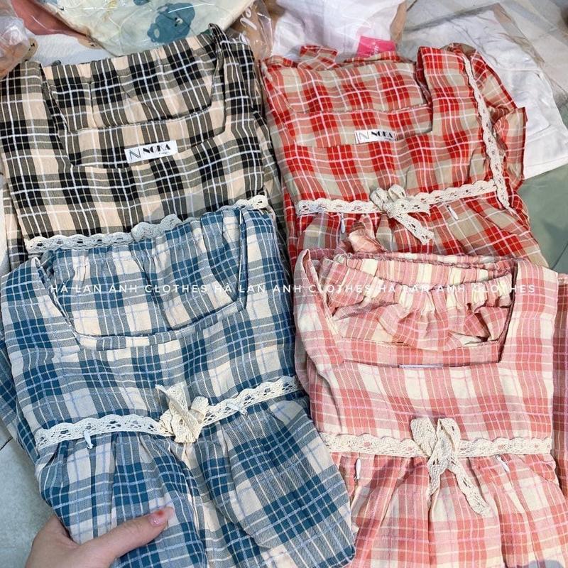 Đồ bộ bầu và sau sinh áo có khóa mở cho bé ti, Bộ bầu cộc tay kẻ thô mềm,quần bầu có chun chỉnh tiện lợi BL876 5