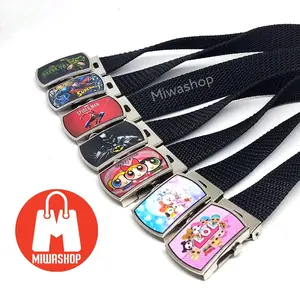 Hitam Ikat Pinggang Sabuk Anak Karakter Laki Laki Perempuan Bisband Hitam Paud Sekolah TK Sd-Lebar kepala 2.5 cm-Fashion