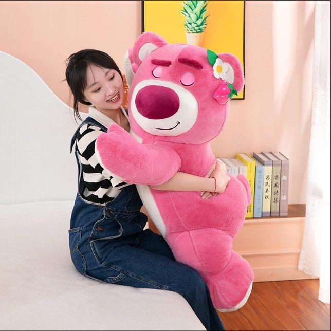 Gấu Dâu Nhồi Bông Nằm Ngủ Dễ Thương Lông Xù Hàng Cao Cấp Thú Nhồi Bông Thú Bông Phát Nhạc Đồ Chơi 9