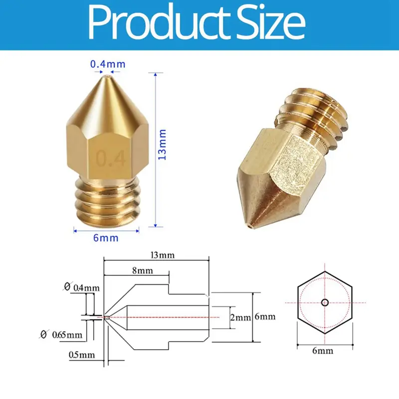 Ống phun máy in 3D, Đầu phun MK8 Ender 3 0,4MM, 20 chiếc với 4 chiếc nắp silicon khối sưởi, Thích hợp cho Ender 3 V2 với 5 kim 1