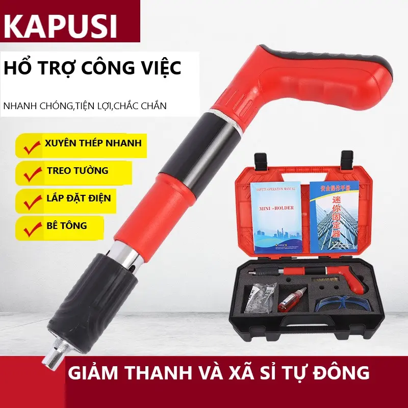 Máy tán đinh hạt nổ Mẫu Mới Nhất 2024 + Tặng 100 đinh + Bộ phụ kiện + Hộp đựng may  bandinh may  bandinhbetong