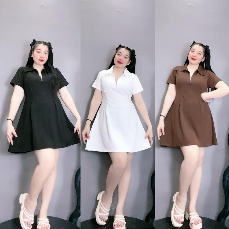 Đầm Polo Bigsize Nữ Tay Ngắn Cổ Bẻ Khóa Kéo Lên Phom Tôn Dáng Dễ Thương Vải Thun Gân Co Giãn G98 Dress