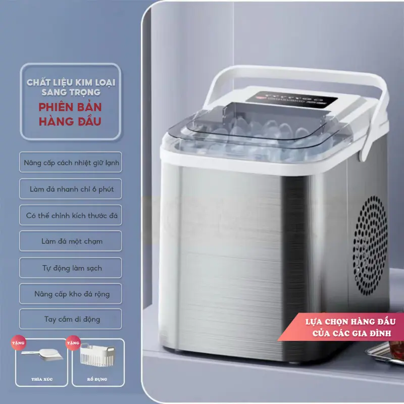 [Giao hàng thu tiền mặt] Máy làm đá mini công suất lớn hoàn toàn tự động 15kg đá Tạo Đá Siêu Tốc Trong 6 - 8 Phút BH12 Tháng