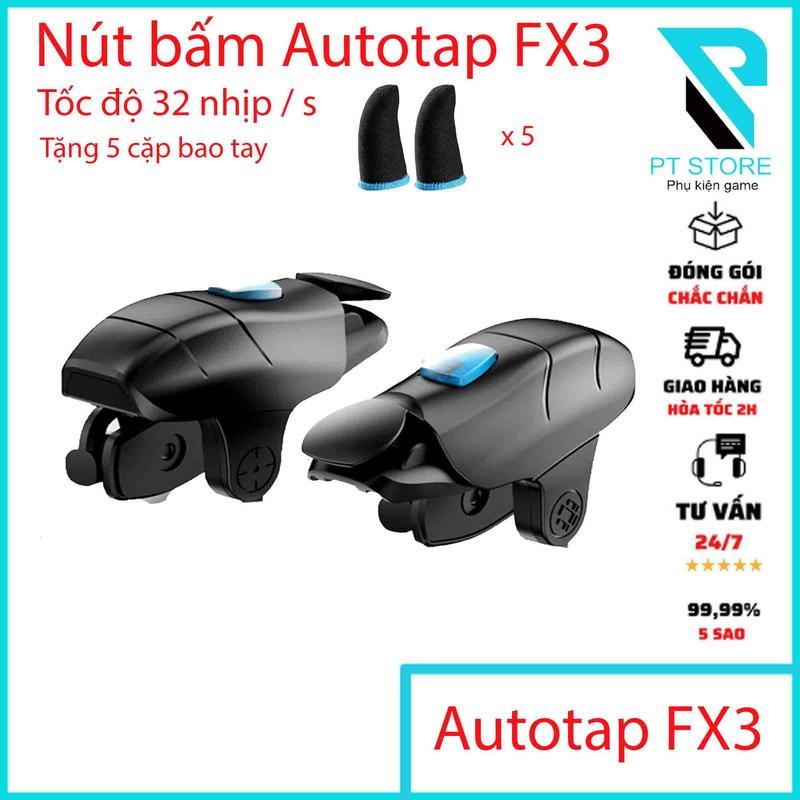 Nút bấm chơi game FX3 auto táp 32 nhịp/s bấm Pubg Mobile Free Fire 4 ngón cực nhạy cực bền và an toàn Cao Su Phụ Kiện